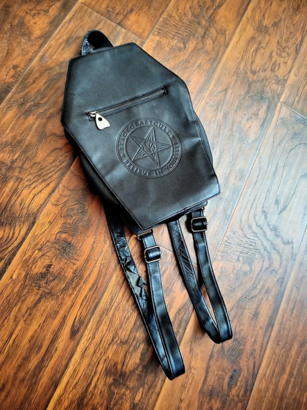 Blackcraft Cult black Coffin Backpack. Streetwear distressed bag travel grunge